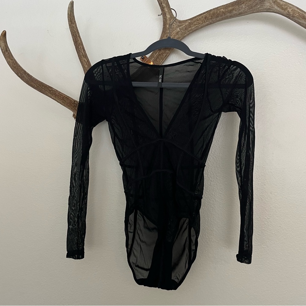 Sheer V-neck body suit